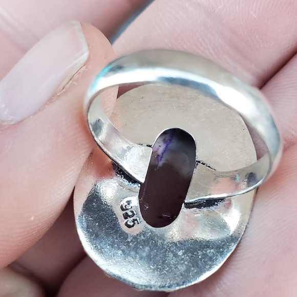 New Dyed Dendritic Opal 925 Silver Ring. - Picture 10 of 14